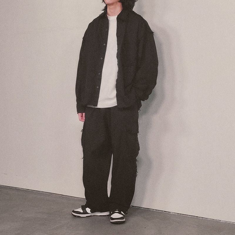 grunge plain shirt_black