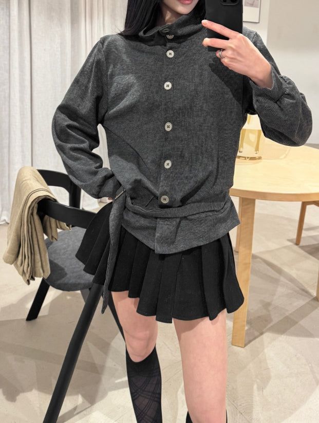 Buckle Strap High Neck Jersey Top