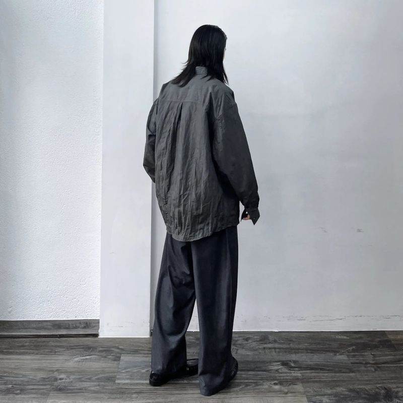 Pleated Texture Drop-Shoulder Shirt