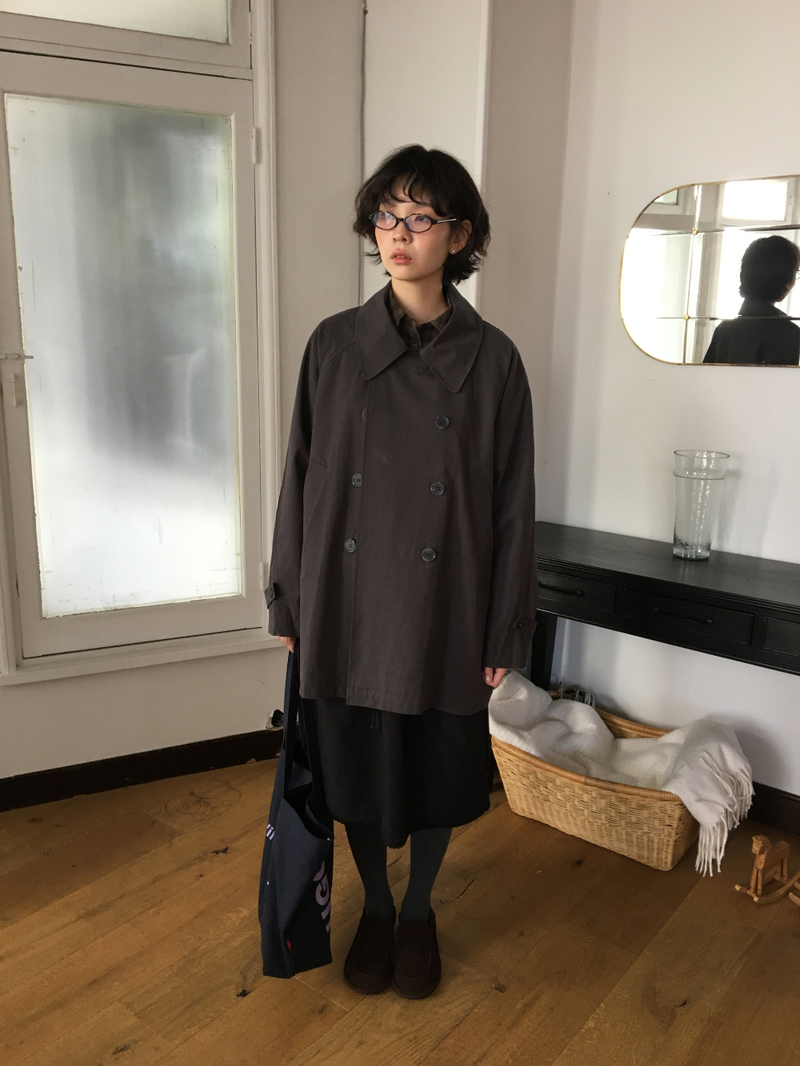 Belted trench half coat (2color)