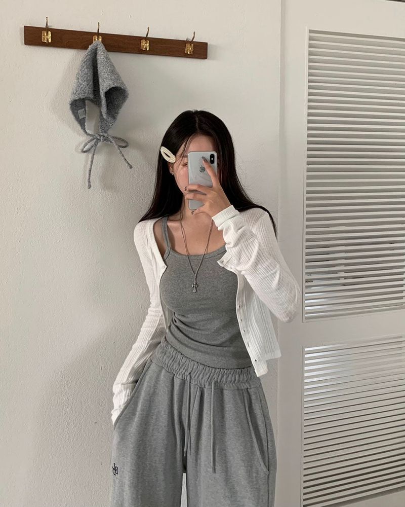 [BELLIDE MADE] Round Rib Slim Fit Cardigan