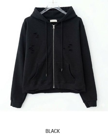Ruby Damaged Sweat Hood Zip-Up Pants Set