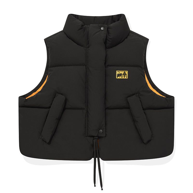 CHERRY CROP STRING DOWN VEST [BLACK]