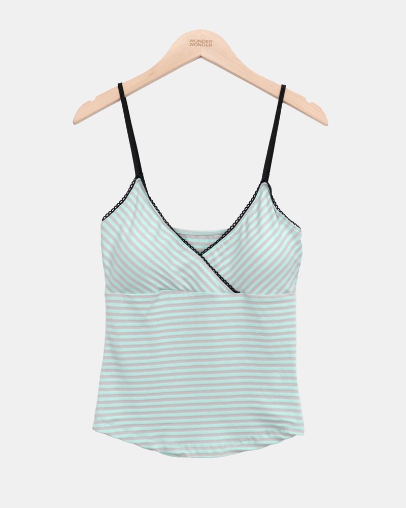 Poptin Stripe Cap-Sleeve Top