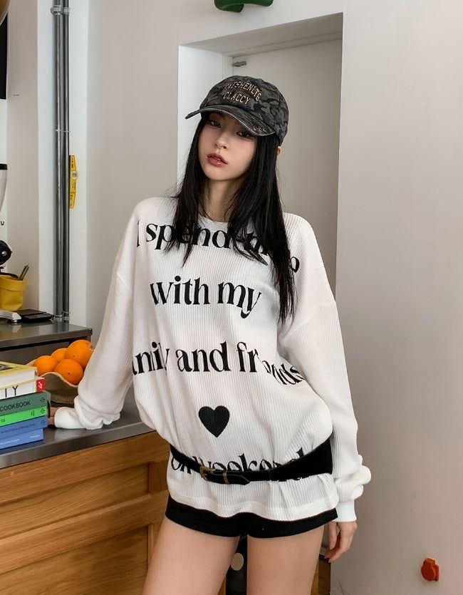 ULAN（ユレン）の「Week Heart Lettering Waffle Sweatshirt（Tops）」