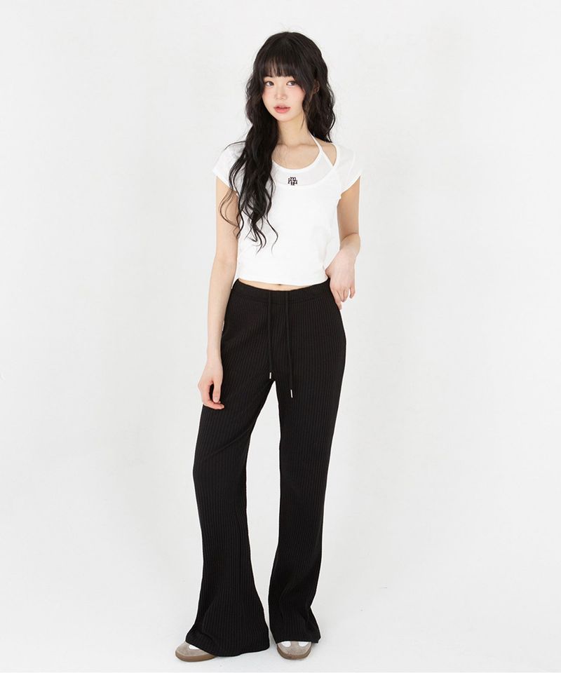 KNIT BOOTSCUT BANDING PANTS [2color]