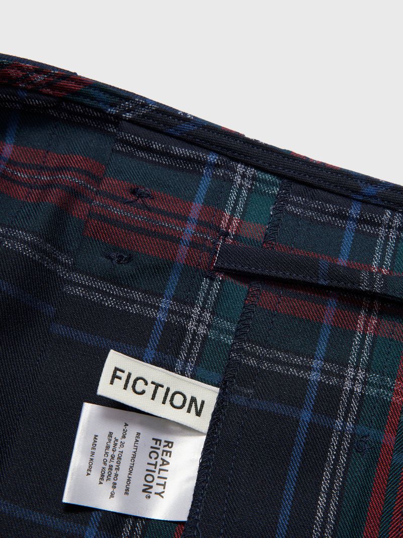 Pleated Wraparound Skirt Navy Check