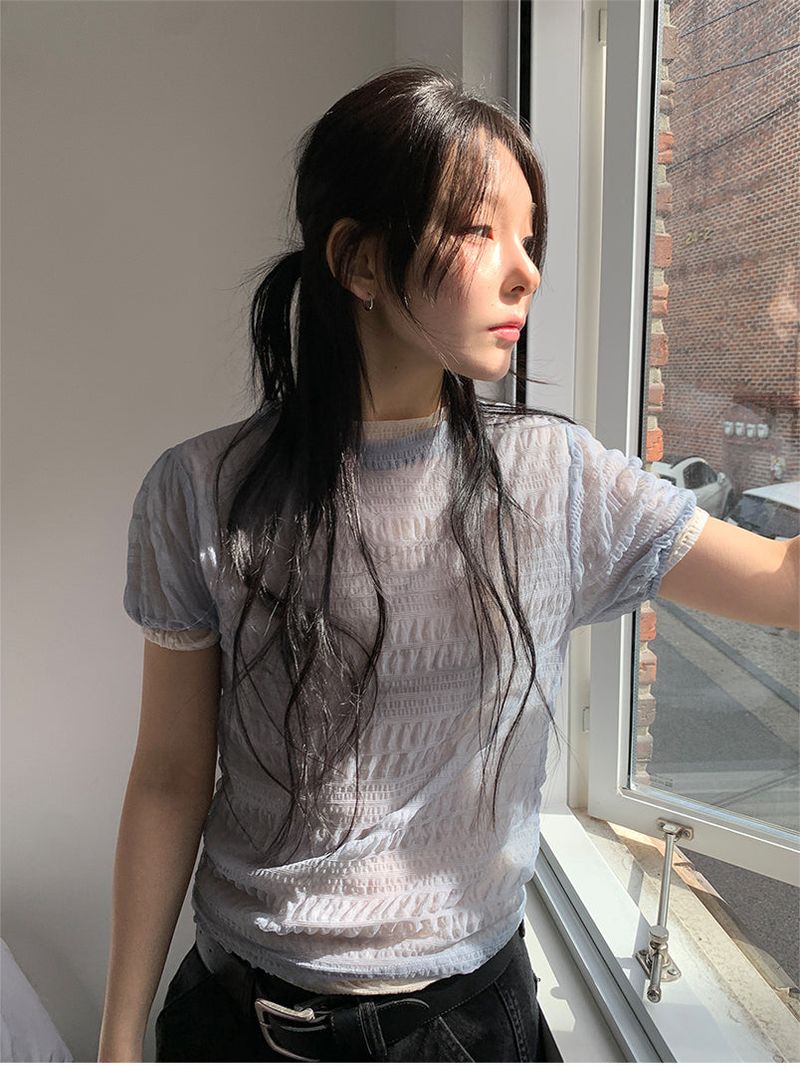 SHEER PUFF BLOUSE (4C)