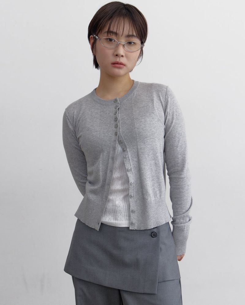 Multi Button Cotton Round Cardigan