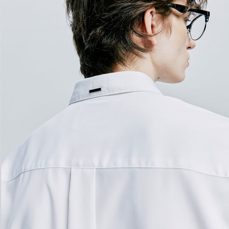 [SLIMTIE SET]fine twill tip half shirt white