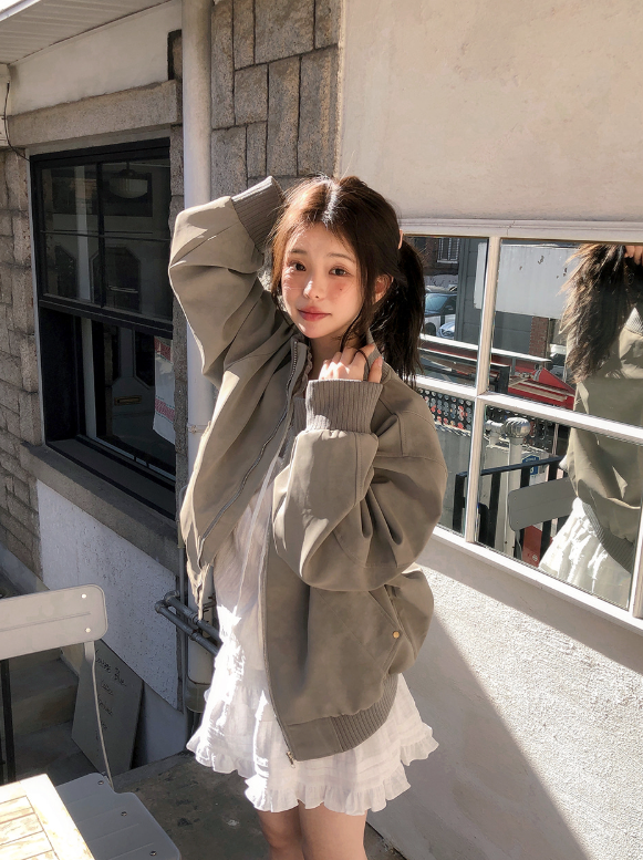 #VG Half Neck Suede Zip-up Jumper (3color)