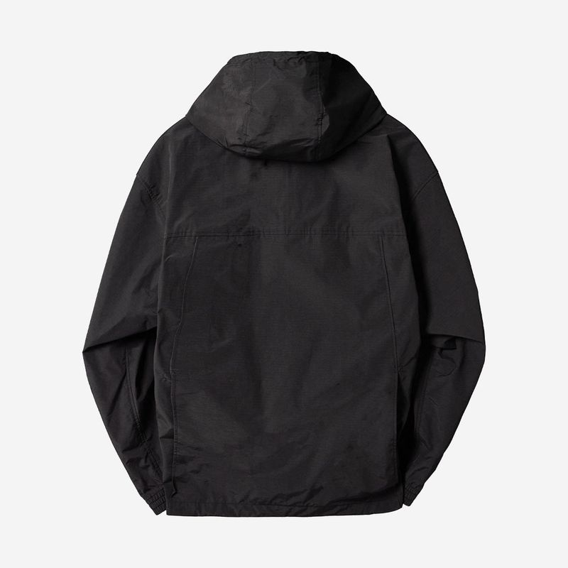 Nylon RIB Pullover Jacket - BLACK
