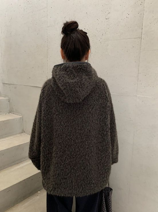 Handal Boucle Half Hood Fur Jacket