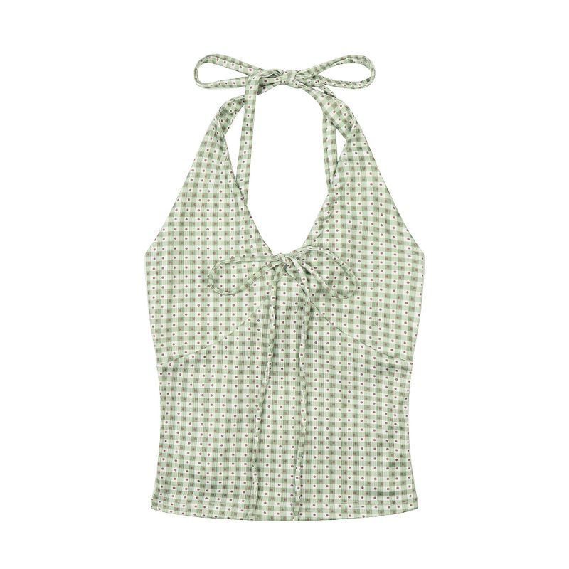 Sia Heart Pattern Ribbon Halter Top