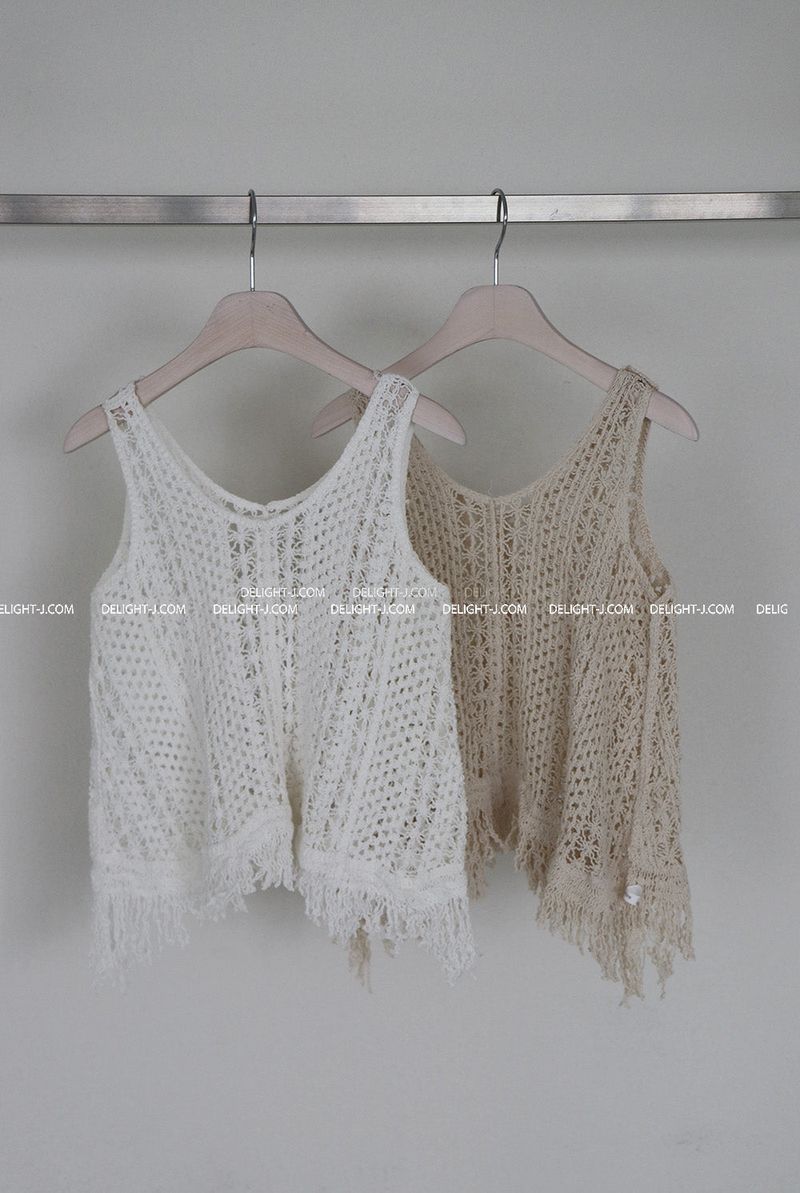 Crochet Fringed Knit Sleeveless