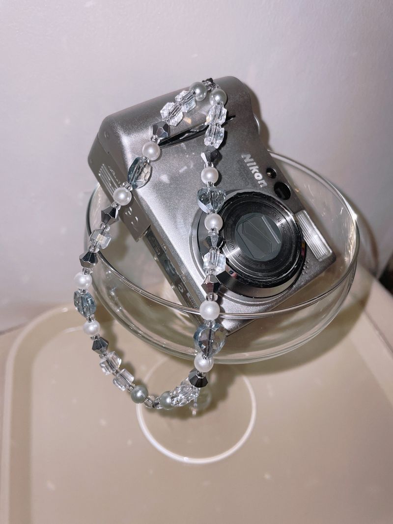 Silver Gray Heart Me Crystal Phone Strap