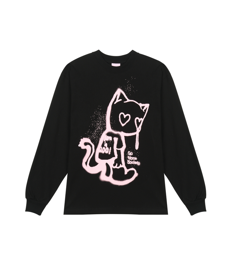 ITZAVIBE（イッザバイブ）の「LOVE CRYING CAT LONG SLEEVE - BLACK（Tops）」