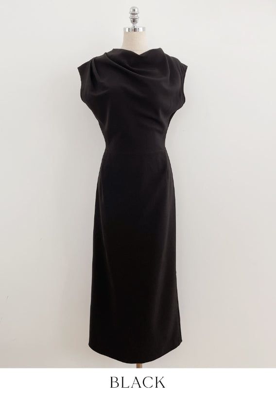 Celia Shirring Turdle Sleeveless Long One Piece
