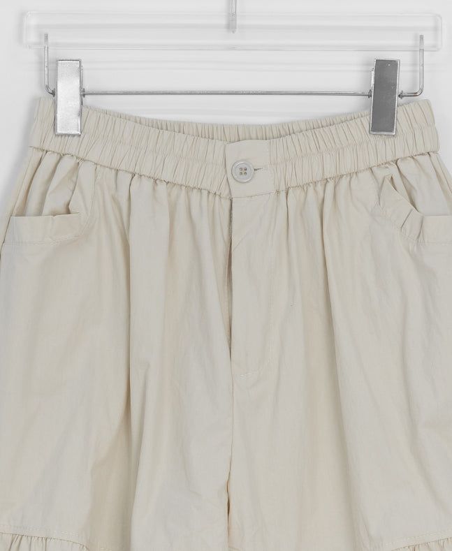 Leade Shirring Tiered Bermuda Banding Pants