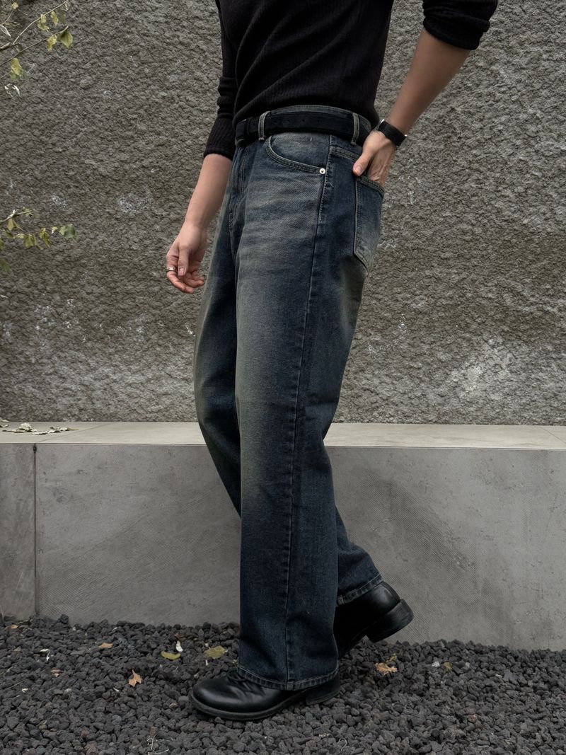 Deep blue green wide pants