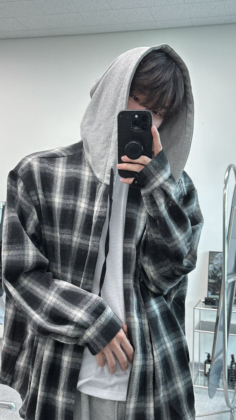 Henri hood over check shirts