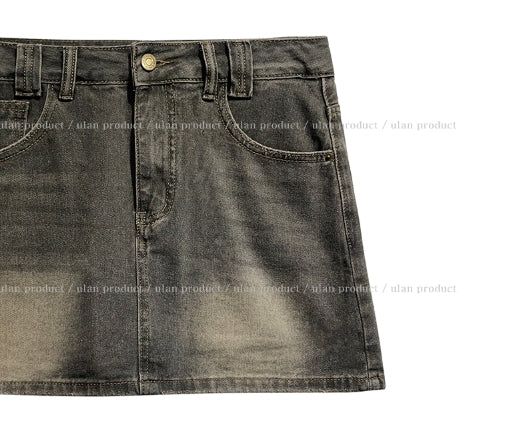 Porni Vintage Washed Denim Skirt