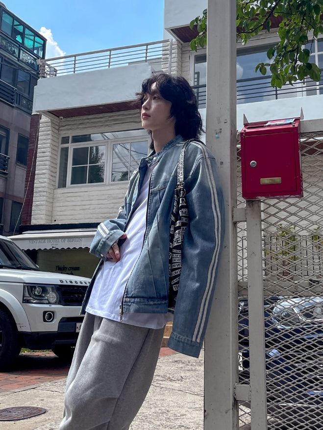 Wings Track Gradient Pinch Denim Jacket