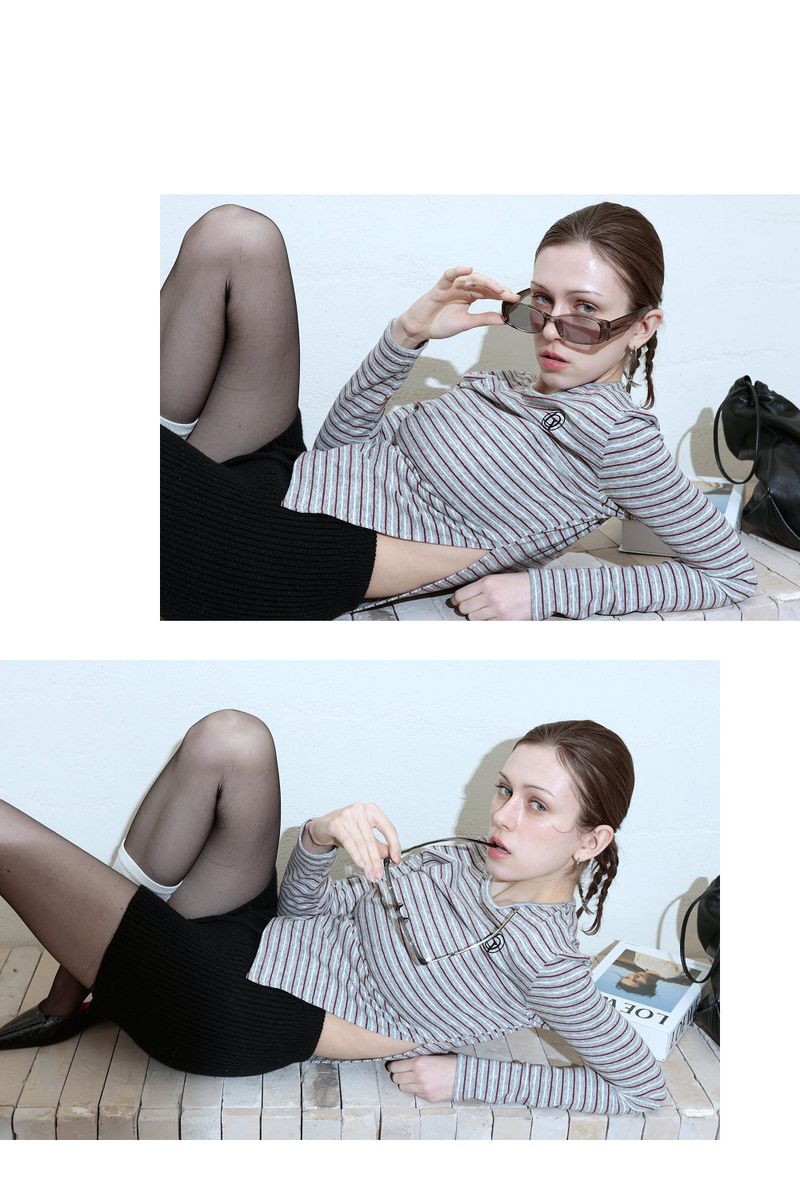 RETRO ASYMMETRIC TOP_MELANGE GRAY