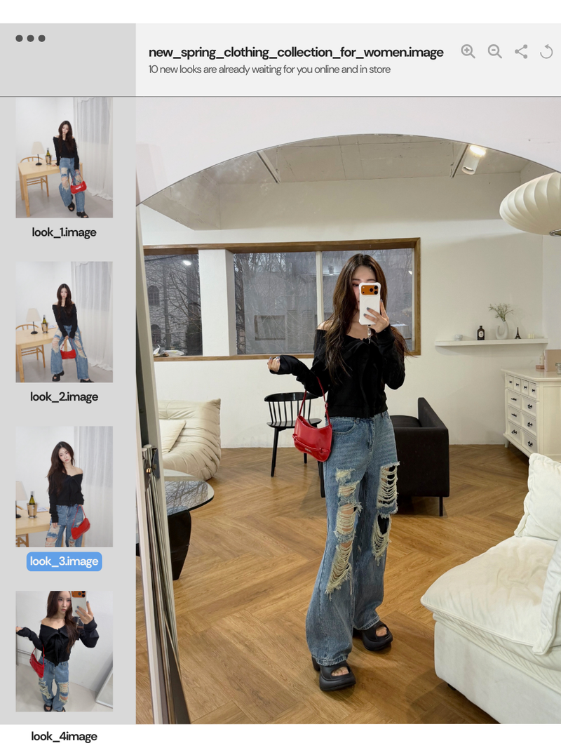 Vintage open wide denim pants
