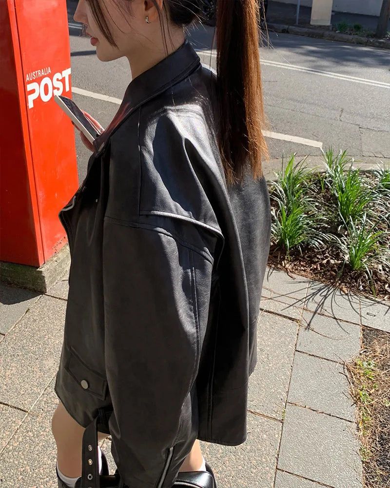 [ORIGINAL] Burning Rider Oversized Leather Jacket