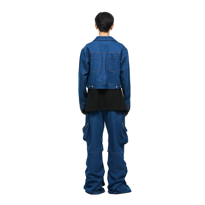RELABEL Sharp-Cut Short Multi-Pocket Denim Jacket, Stylish Spring Outerwear, New Style