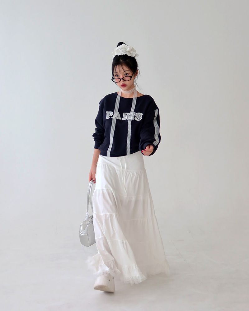 Lace Choker Muffler Set Cropped Sweatshirt