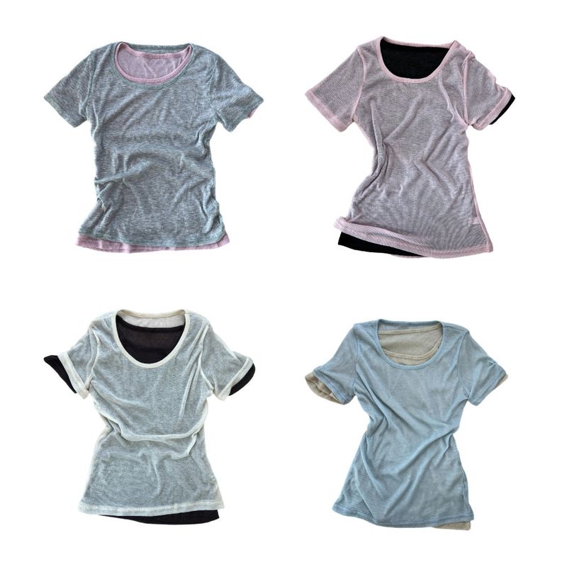 Melting Sheer Layered Half Sleeve Tee