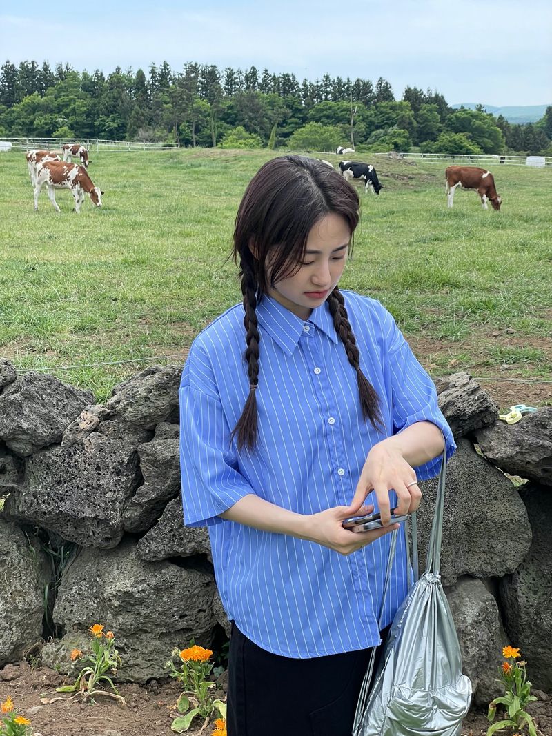 Pastel stripe half shirts