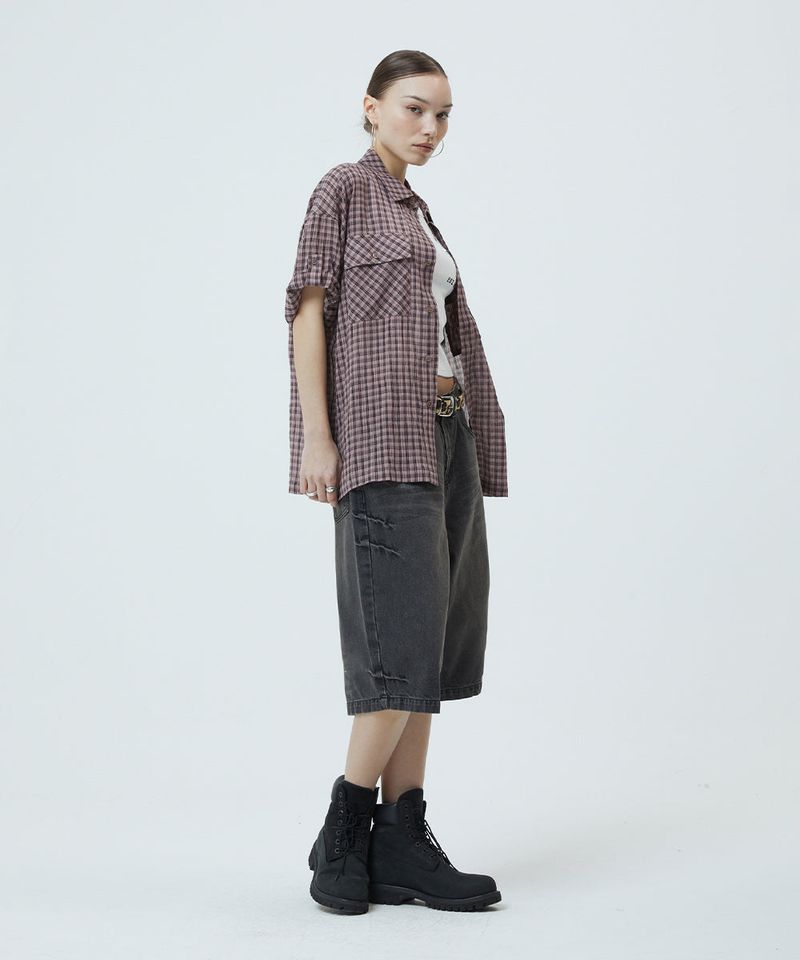 ROLL-UP CHECK HALF SHIRT