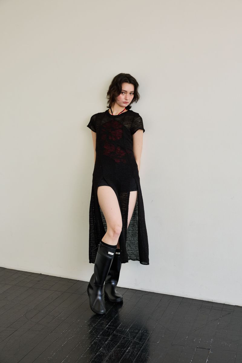 WITTY KNIT ONE-PIECE / BLACK