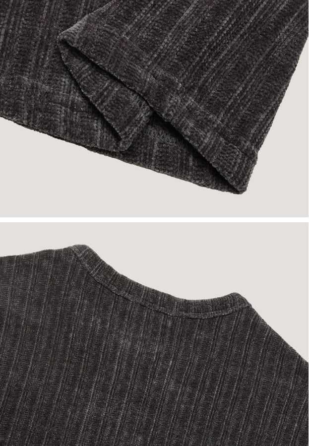 (M's) Ribbed Velour Henley Neck Tee 26SS-011
