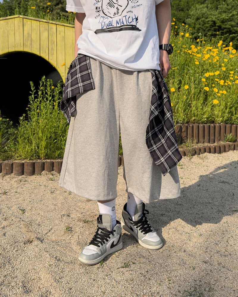 Lever Check Layered Bermuda Pants