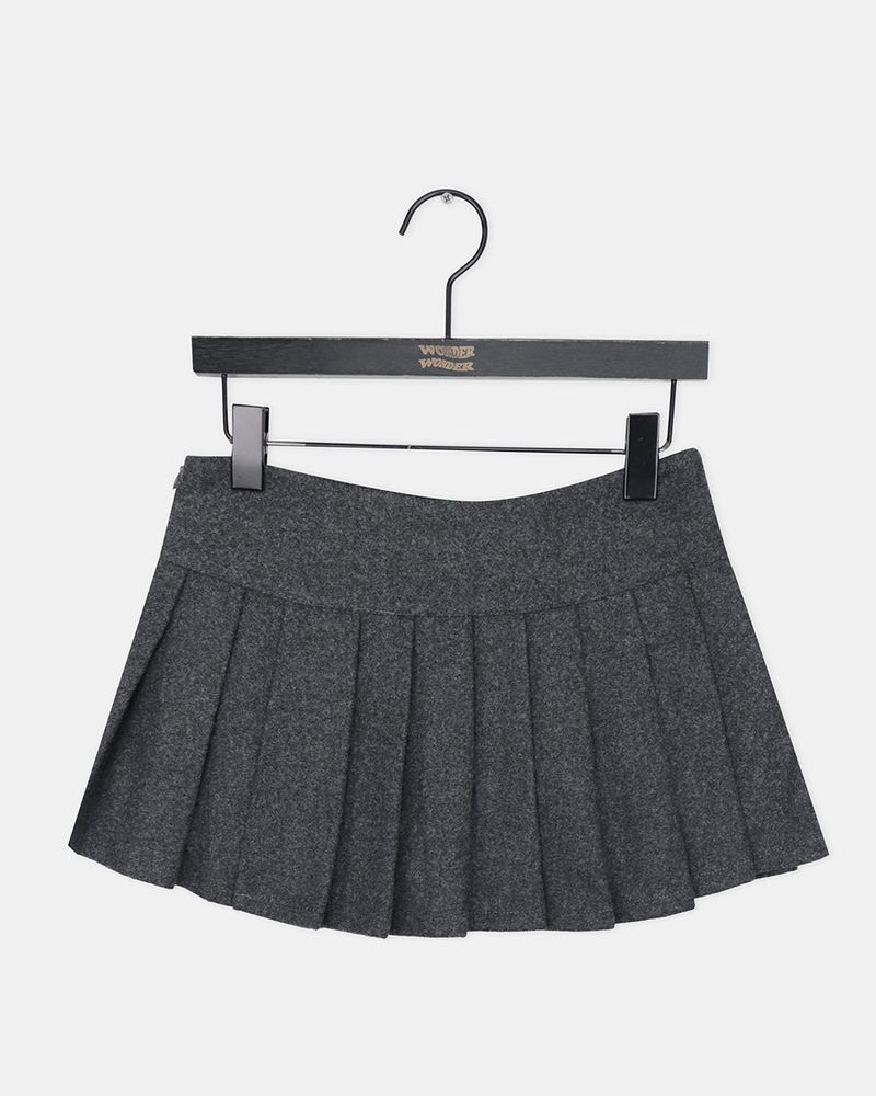 Teuni Pleated Wool Short Skirt