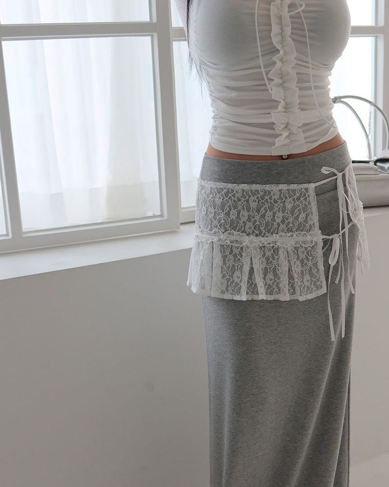 Delight-J（ディライトジェイ）の「lace see-through layered wrap skirt belt（Skirts）」