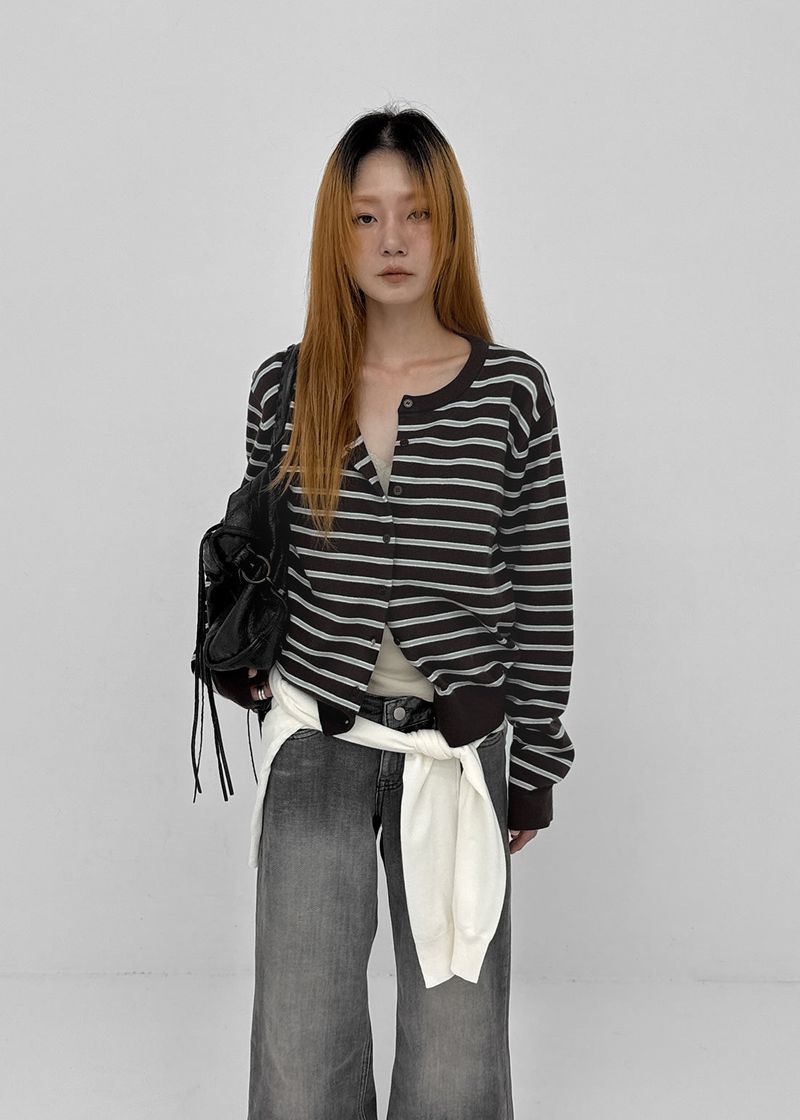 BLACKUP（ブラックアップ）の「[MADE] Phoneradi Striped Knit Cardigan（Tops）」