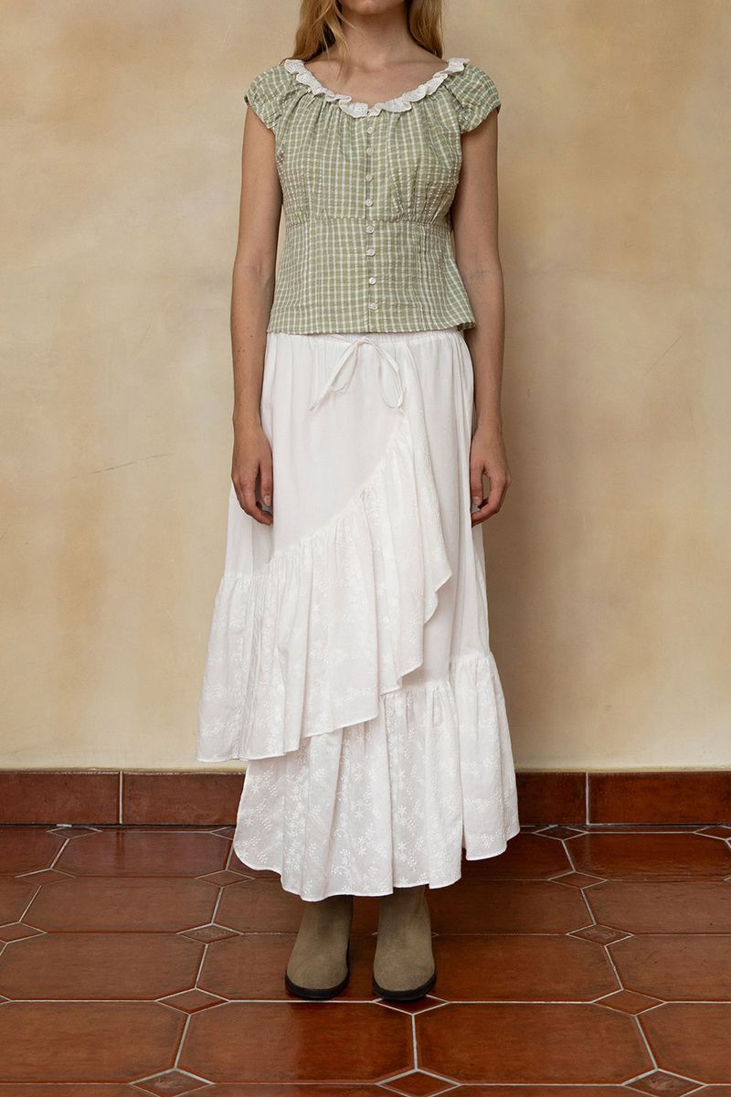 Ruffle long skirt_ivory