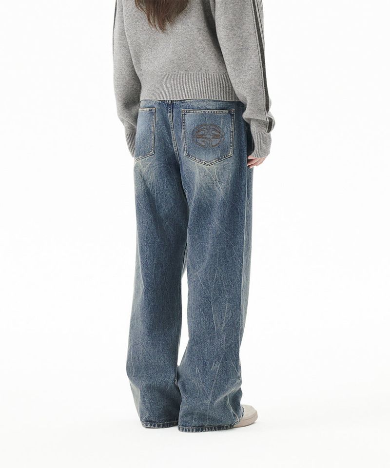 WASHED DART DENIM PANT