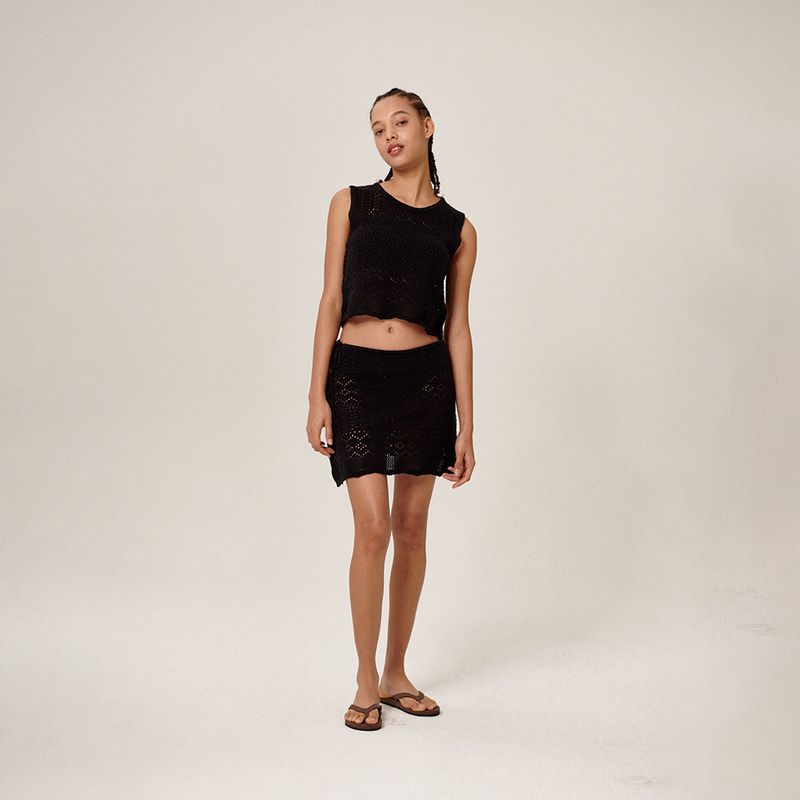 Tiki Knitted Wrap Skirt Black