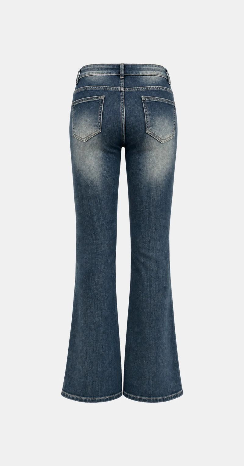Vintage Washed Bootcut Denim Jeans