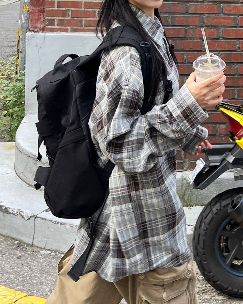 Shooting oversized-fit checkered shirt