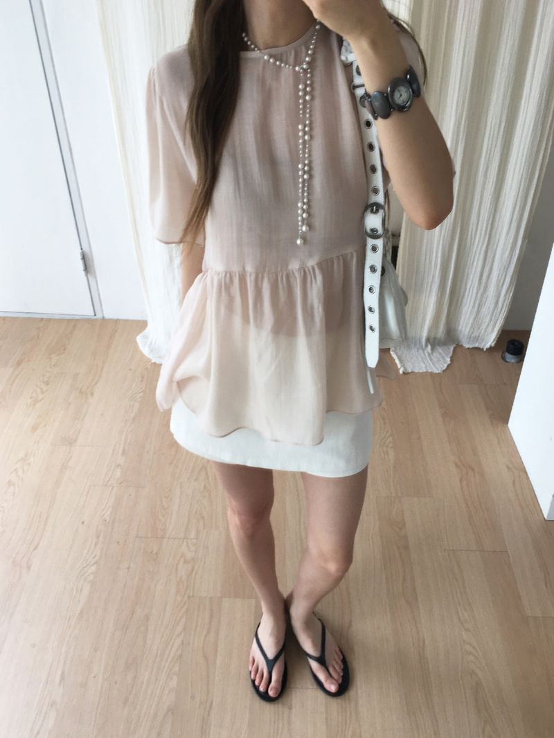 Sheer back ribbon blouse