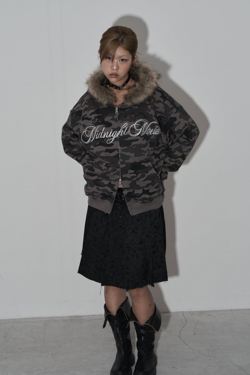 camo hair zip up (dark grey)