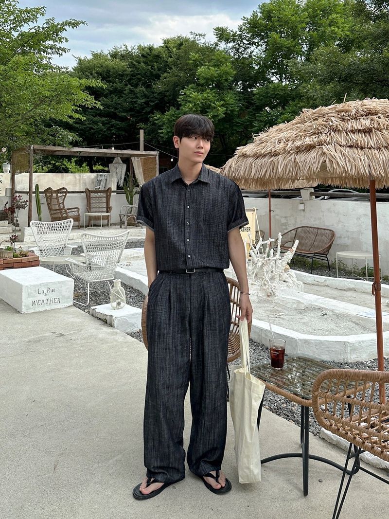 Olin linen two tuck wide denim