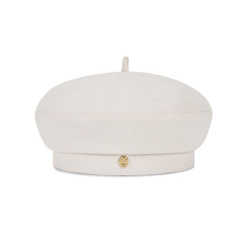 VA Curved Oval Metal Blended Beret  / Cream